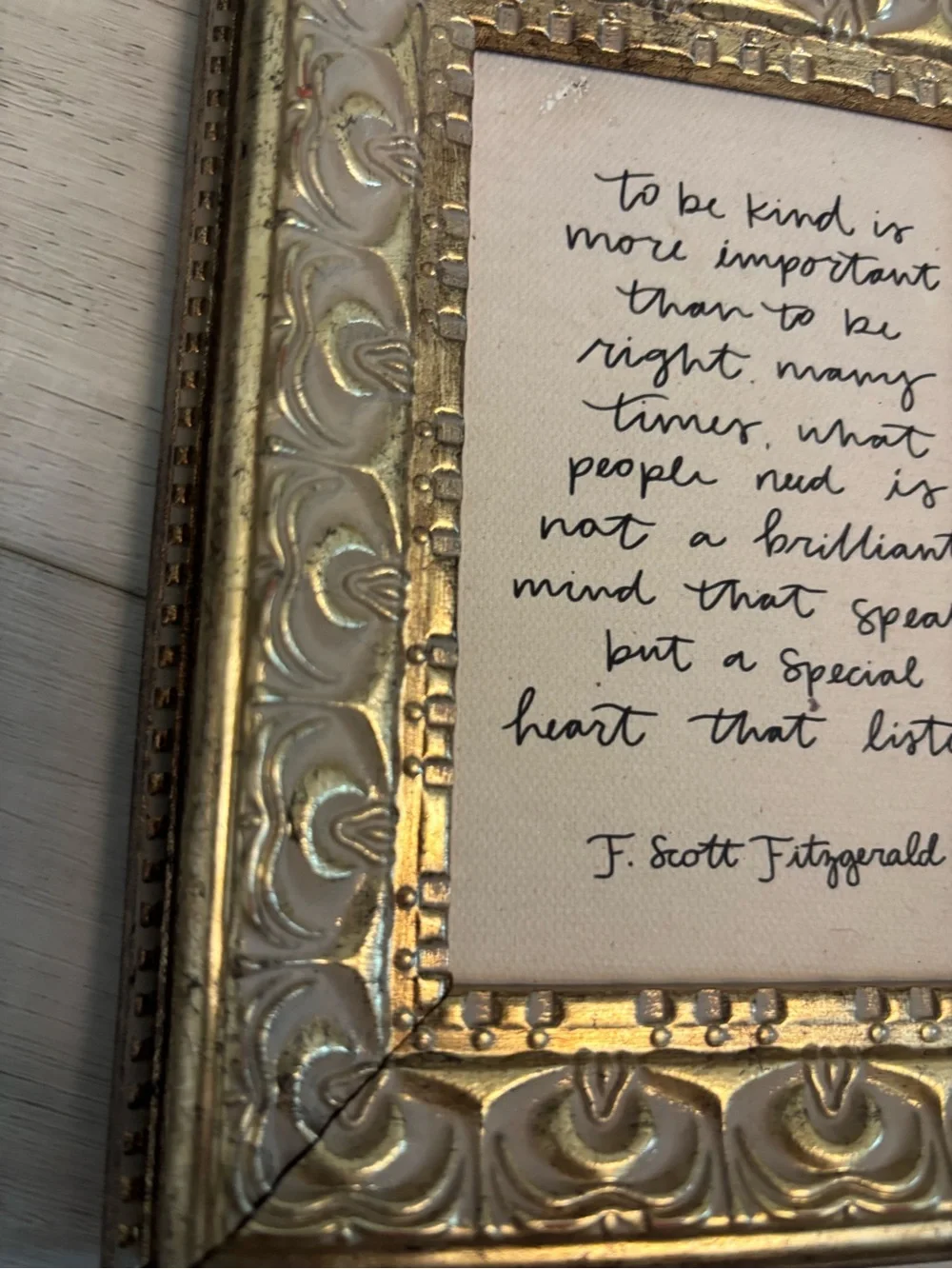 Vintage Inspired Gold Ornate F. Scott Fitzgerald Quote Framed Quote Decor